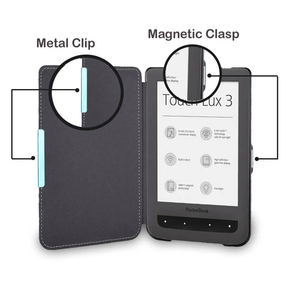 Hot Model PB 626 Plus Case Cover, For Pocketbook Touch Lux 3 eReader Leather Case Fit Pocket Book 626 Ebook Skin Dropshipping