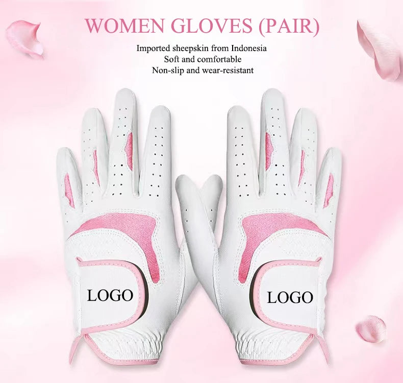 Manufacturer Custom Wholesale LOGO Golf Gloves Cabretta Leather for Women Men Kid Golf Sheepskin Golf Gloves