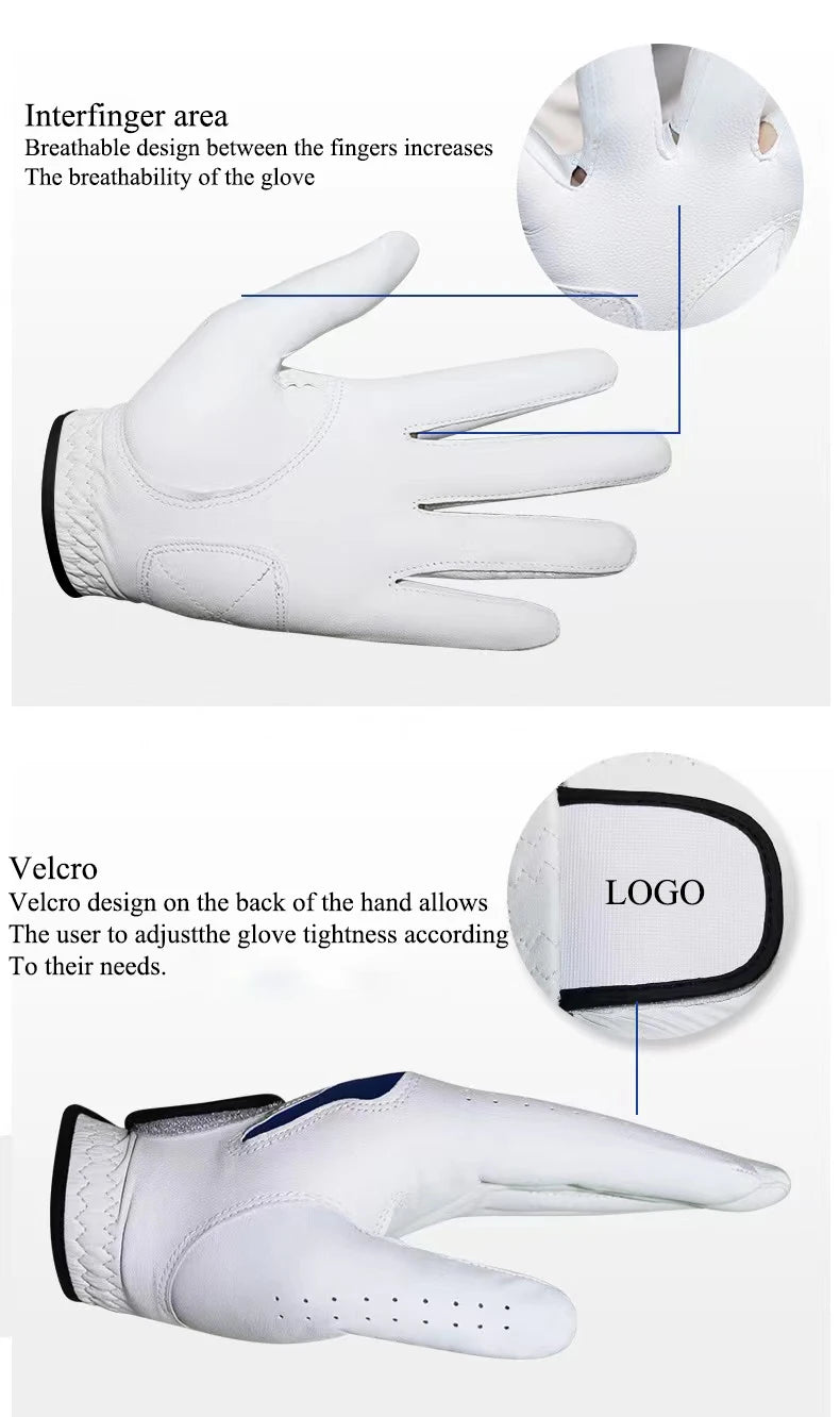 Manufacturer Custom Wholesale LOGO Golf Gloves Cabretta Leather for Women Men Kid Golf Sheepskin Golf Gloves