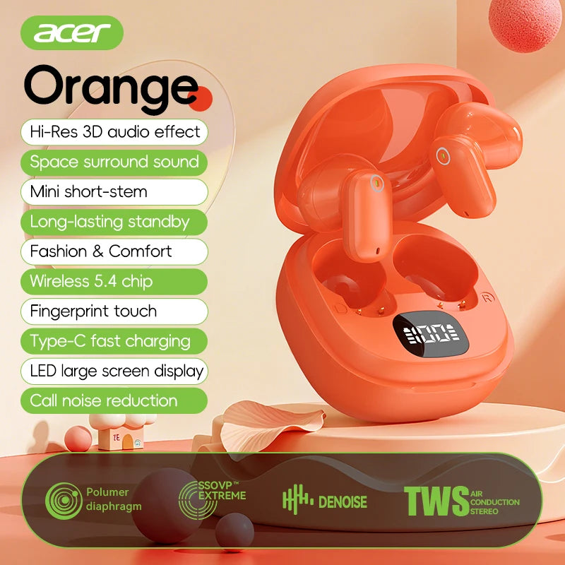 [Official Acer Product] Ohr501 Wireless Bluetooth Earphones In-Ear Design Comfortable for Wearing Sports Running Fitness Mobile Phone Tablet Laptop Multi-Device Compatible Recommended Gift for Lovers