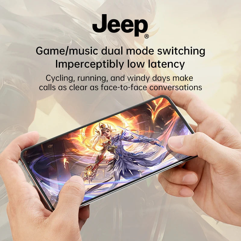 Jeep EW133 TWS Earphones Bluetooth 5.4 Noise Reduction Gaming Low Latency Earbuds HD Call With Mic Sports Headphones