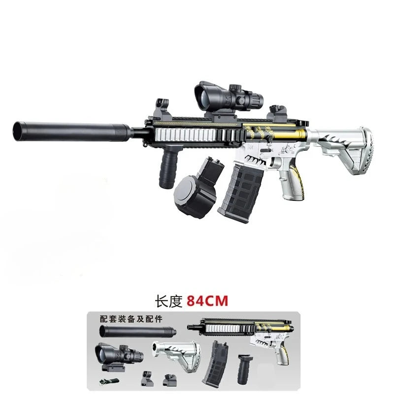 M416 Classic Manual Pull-Up Mode Gel Ball Toy Gun with Elastic Gel for Boys Outdoor Play Holiday Christmas Gift