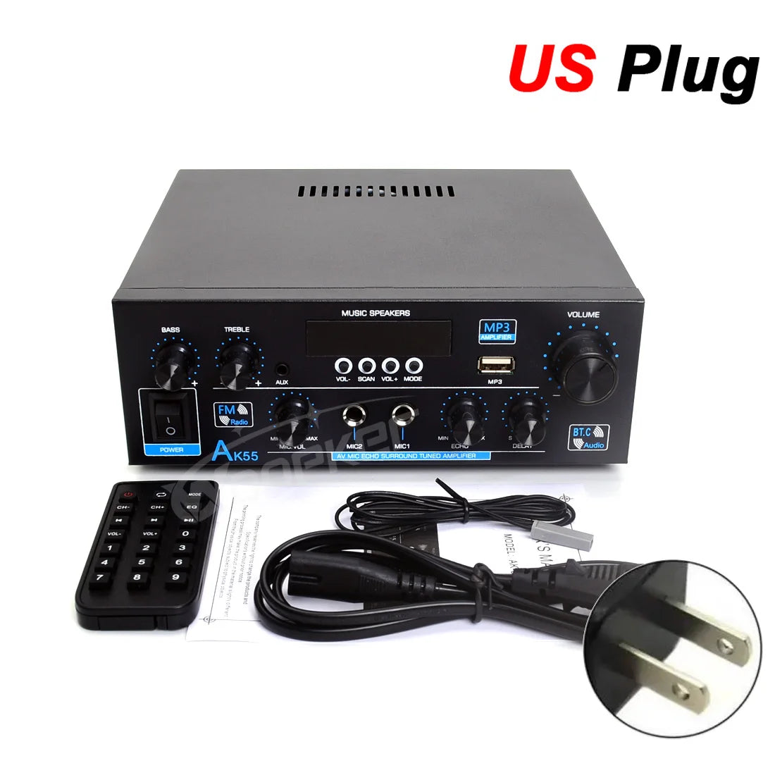 Woopker AK35/AK45/AK45 Pro/AK55 Digital Amplifier Bluetooth Sound Amplifier 2 Channel HIFi FM USB Audio Amp For Home Car Karaoke