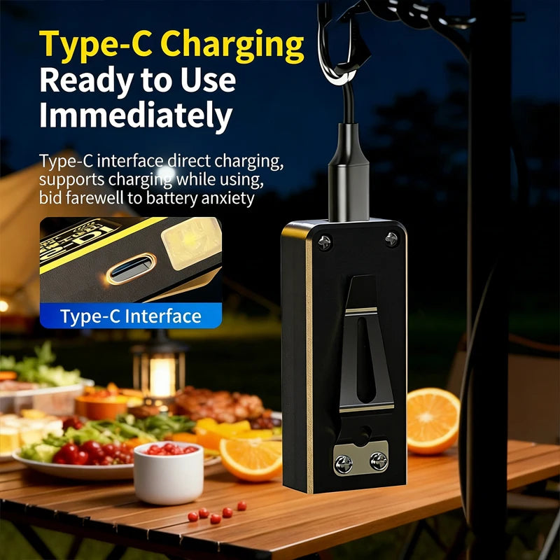 LED COB Flashlight Type C Rechargeable Portable Mini Torch Pocket Lantern Flood Work Light with Clip Magnet For Emergency