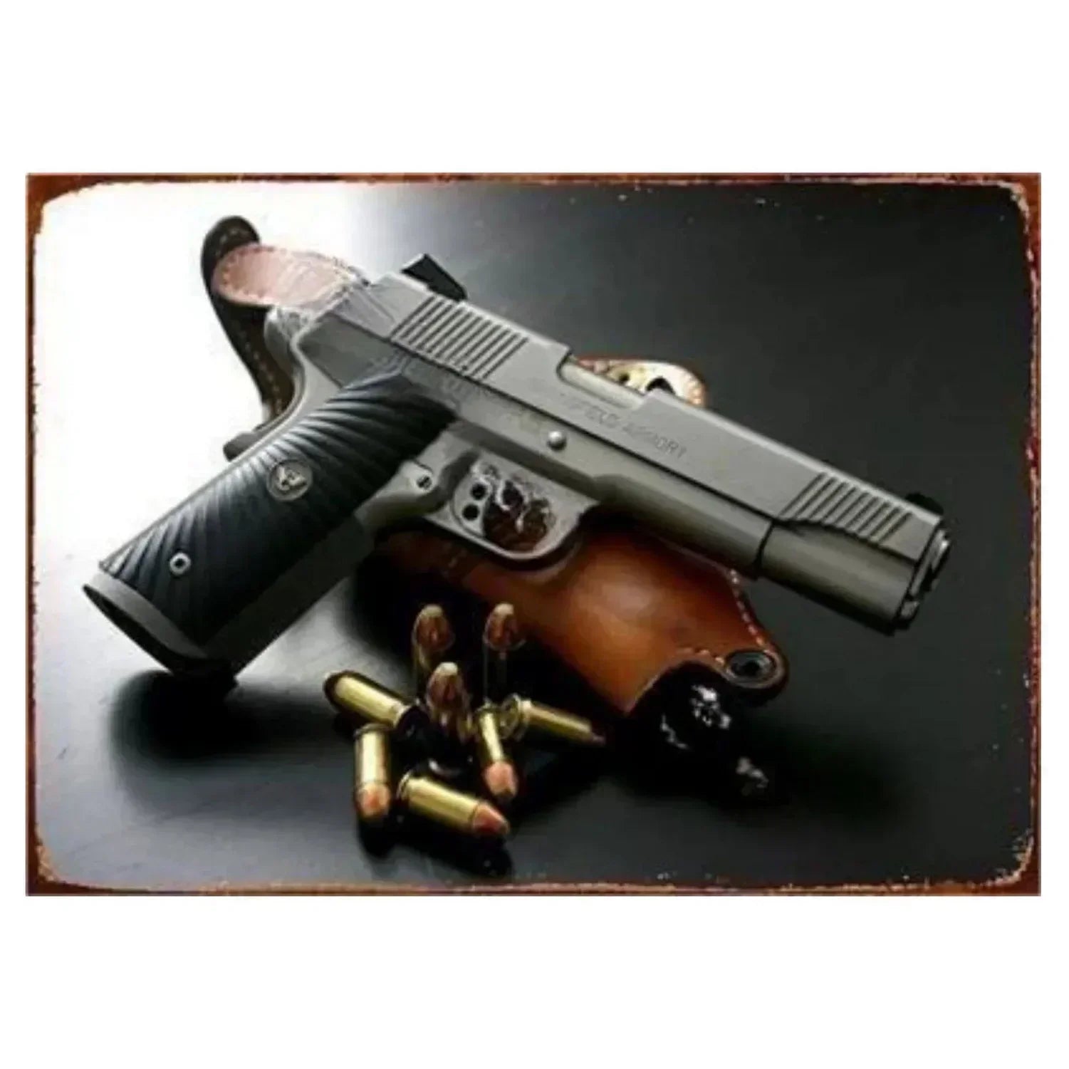 2D Metal Decor Exquisitely Designed Pistol Metal Signs: Embodying Military Sophistication, These Are the Ideal Wall Decor