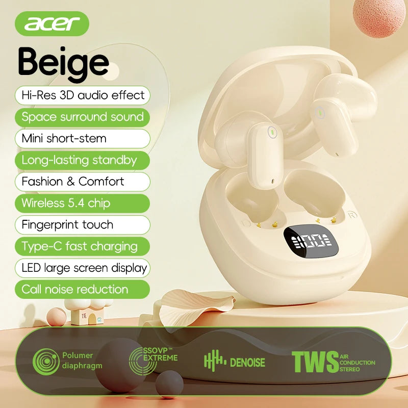 [Official Acer Product] Ohr501 Wireless Bluetooth Earphones In-Ear Design Comfortable for Wearing Sports Running Fitness Mobile Phone Tablet Laptop Multi-Device Compatible Recommended Gift for Lovers