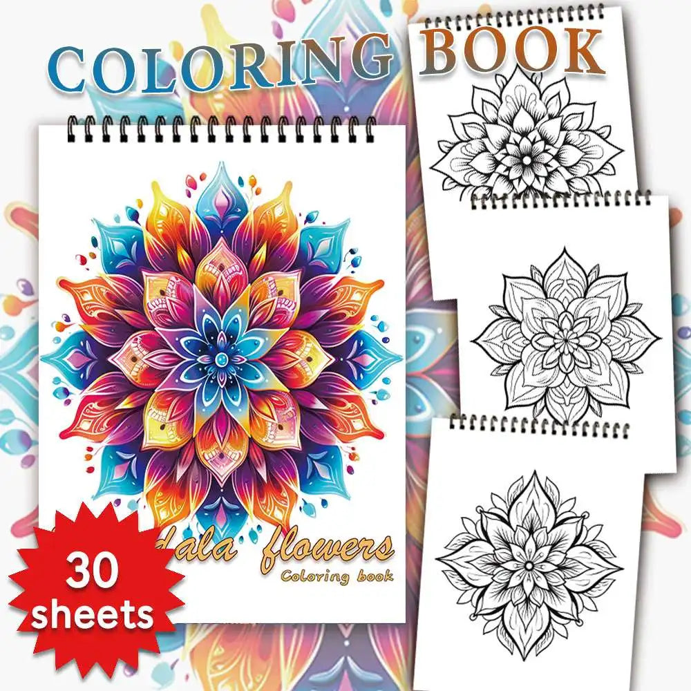 Spiral Coloring book -30 Sheets adult coloring book, 11.2 x 8.3 inches, 100g thick paper, drawing book, homecoming holiday gift