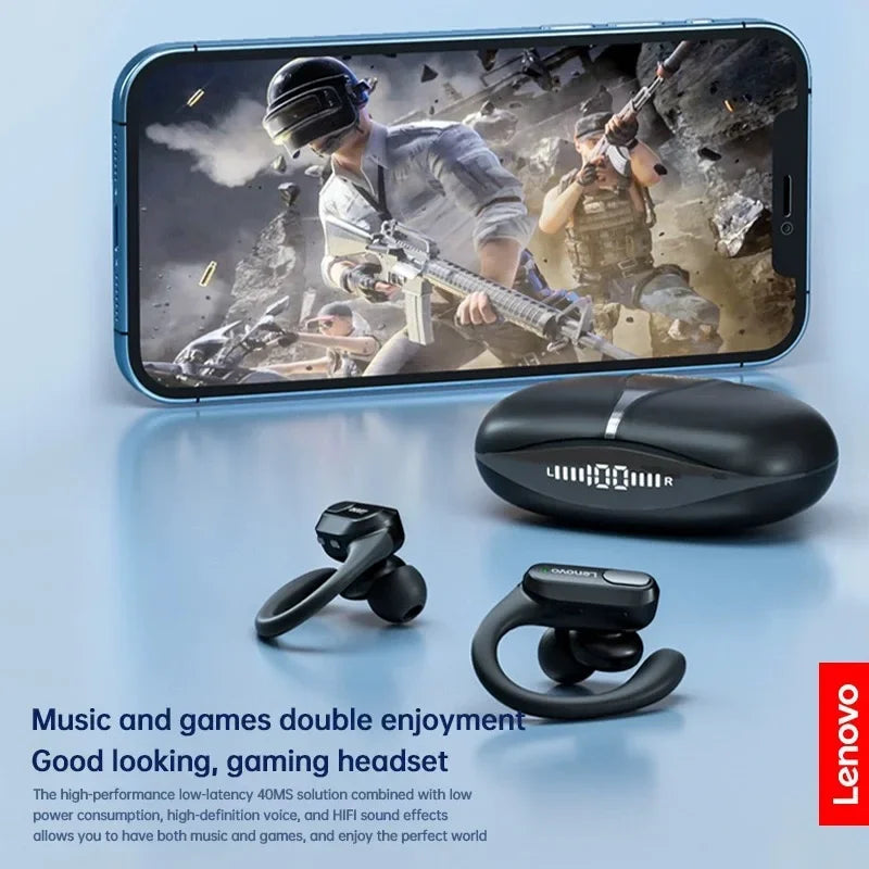 Lenovo XT80 Wireless Headphones Bluetooth 5.3 Earphones True with Mic Button Control Noise Reduction Earhooks Waterproof Headset