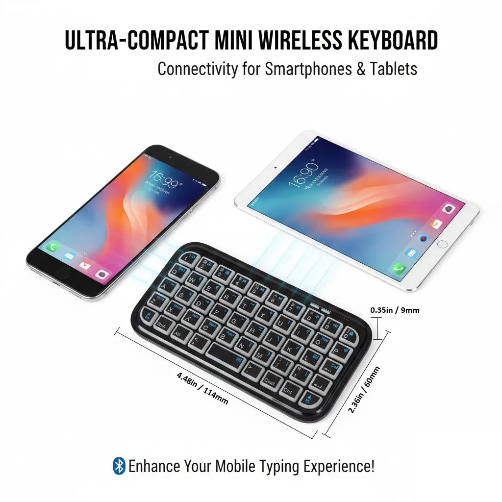 Mini Rechargeable Type-C Dual-Mode (Bluetooth + Wired) RGB Backlight Keyboard Pocket Portable 49 Keys for Tablets Smartphones