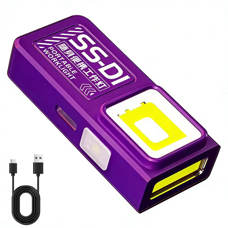 LED COB Flashlight Type C Rechargeable Portable Mini Torch Pocket Lantern Flood Work Light with Clip Magnet For Emergency