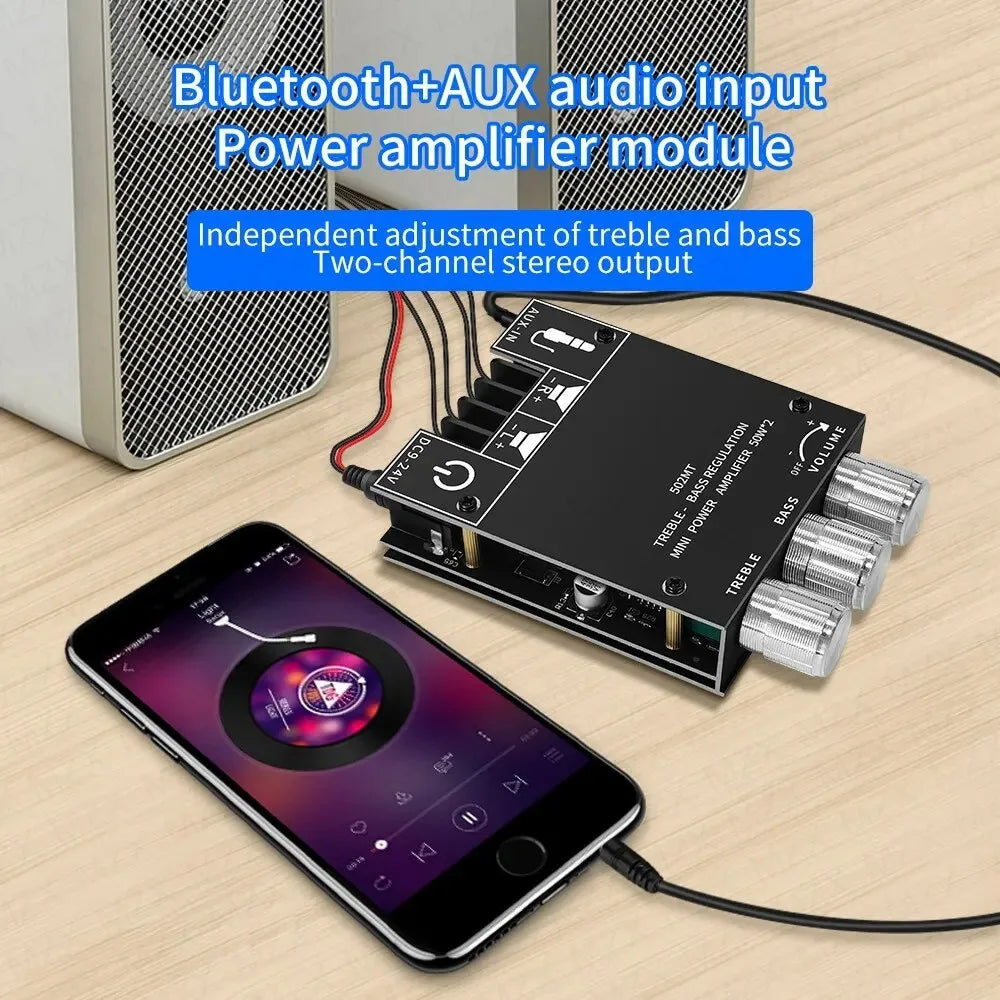 Audio Power Amplifier ZK-502MT 2x50W Bluetoth5.0 Subwoofer AUX Digital Module Board 2.0 Channel Stereo Bass AMP HiFi for Speaker