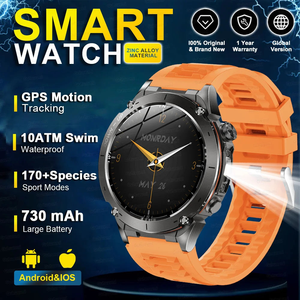 2025 NEW Dual-band GPS Outdoor Swim Sport Smart Watch Men Compass 730mAh Large Battery 10ATM Professional Waterproof Smart Watch