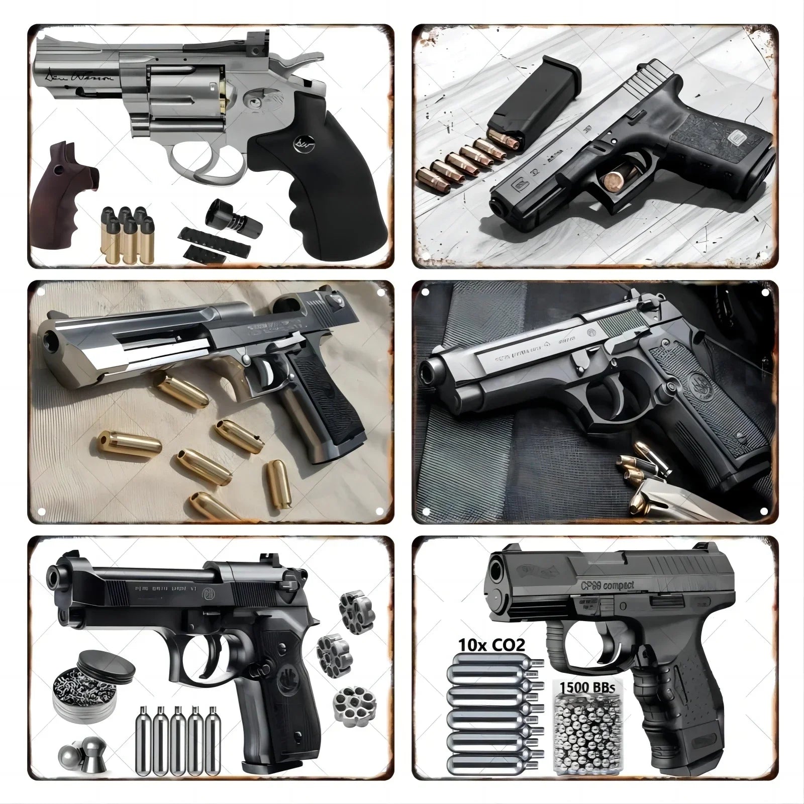 Vintage HD Pistol Metal Tin Sign, Retro Wall Decor for Home Bar Club Man Cave