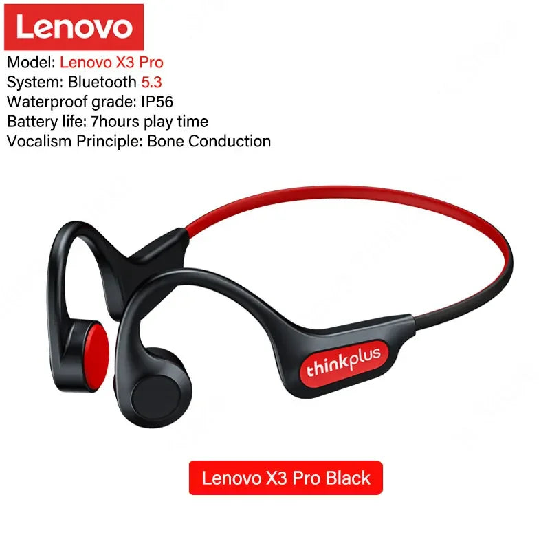 Original Lenovo X3 Pro X4 X5 Bone Conduction Headphones Bluetooth 5.3 Hifi Ear-hook Wireless Headset With Mic Sport Earphones X7