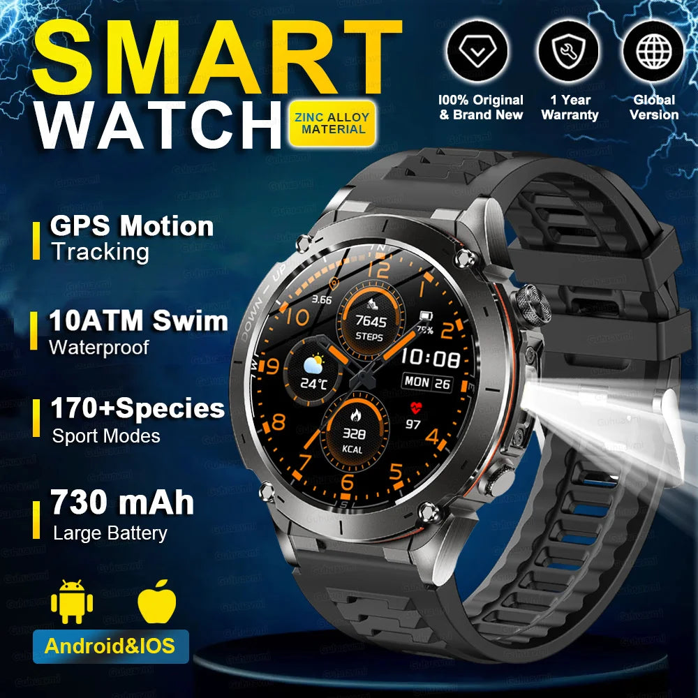 2025 NEW Dual-band GPS Outdoor Swim Sport Smart Watch Men Compass 730mAh Large Battery 10ATM Professional Waterproof Smart Watch