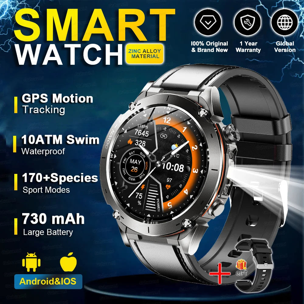 2025 NEW Dual-band GPS Outdoor Swim Sport Smart Watch Men Compass 730mAh Large Battery 10ATM Professional Waterproof Smart Watch