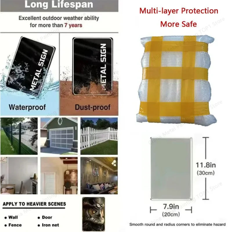 Vintage HD Pistol Metal Tin Sign, Retro Wall Decor for Home Bar Club Man Cave