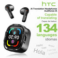 HTC NE70 Bluetooth V6.0 Headphones Smart Touchscreen Wireless Earphones AI Translator Earbuds Gaming Earbuds HD Bass