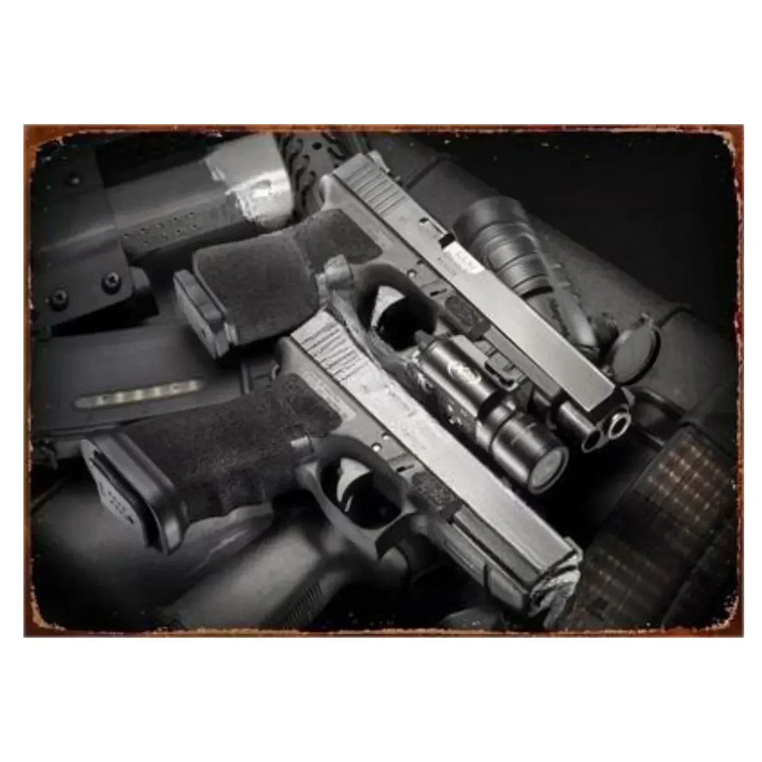 2D Metal Decor Exquisitely Designed Pistol Metal Signs: Embodying Military Sophistication, These Are the Ideal Wall Decor