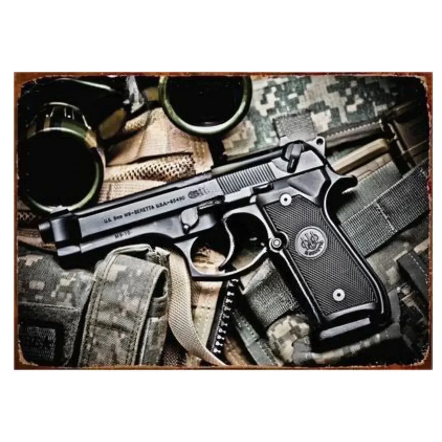 2D Metal Decor Exquisitely Designed Pistol Metal Signs: Embodying Military Sophistication, These Are the Ideal Wall Decor