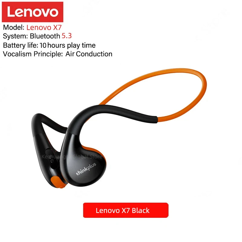 Original Lenovo X3 Pro X4 X5 Bone Conduction Headphones Bluetooth 5.3 Hifi Ear-hook Wireless Headset With Mic Sport Earphones X7
