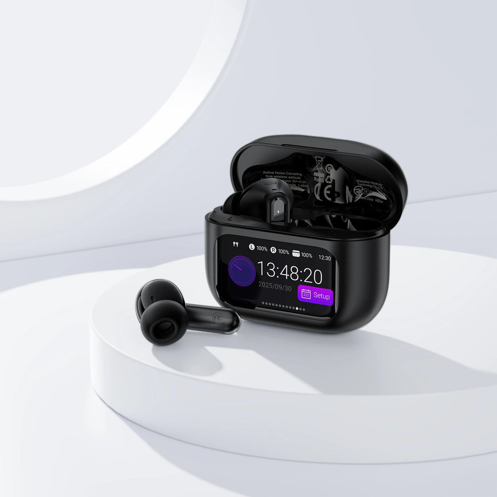 ACEFAST Smart Touch Screen Wireless Earphones 35dB ANC ENC Noise Reduction Bluetooth 5.4 Music Sports EQ Earbuds 32H Standby W6