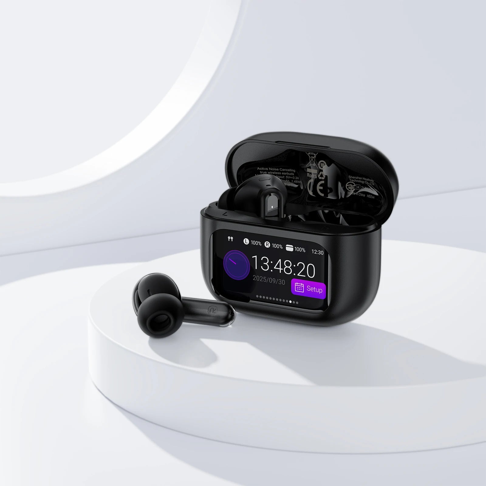 ACEFAST Smart Touch Screen Wireless Earphones 35dB ANC ENC Noise Reduction Bluetooth 5.4 Music Sports EQ Earbuds 32H Standby W6