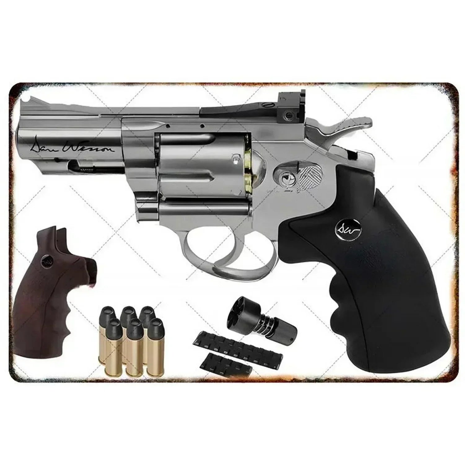 2D Metal Decor Exquisitely Designed Pistol Metal Signs: Embodying Military Sophistication, These Are the Ideal Wall Decor