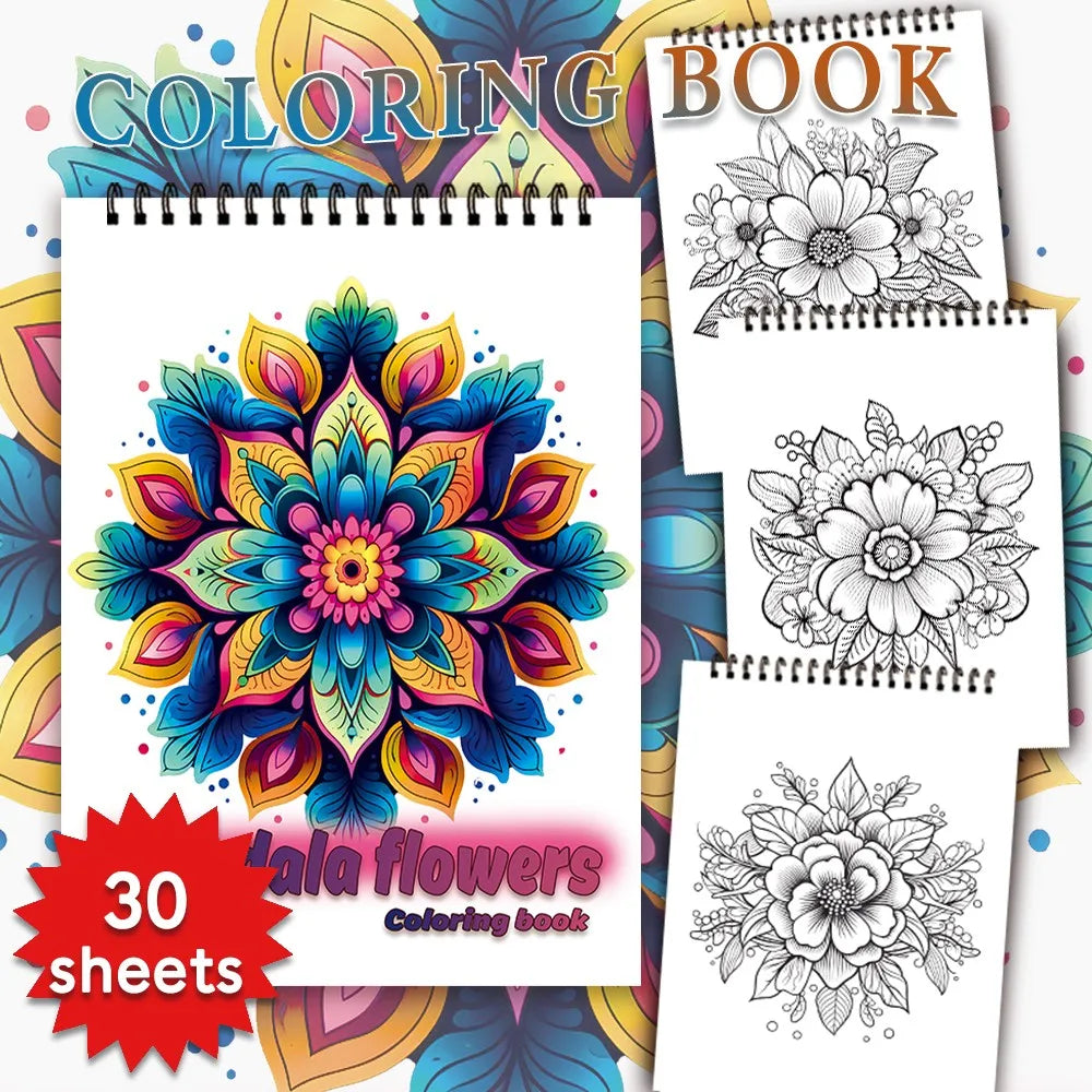Spiral Coloring book -30 Sheets adult coloring book, 11.2 x 8.3 inches, 100g thick paper, drawing book, homecoming holiday gift