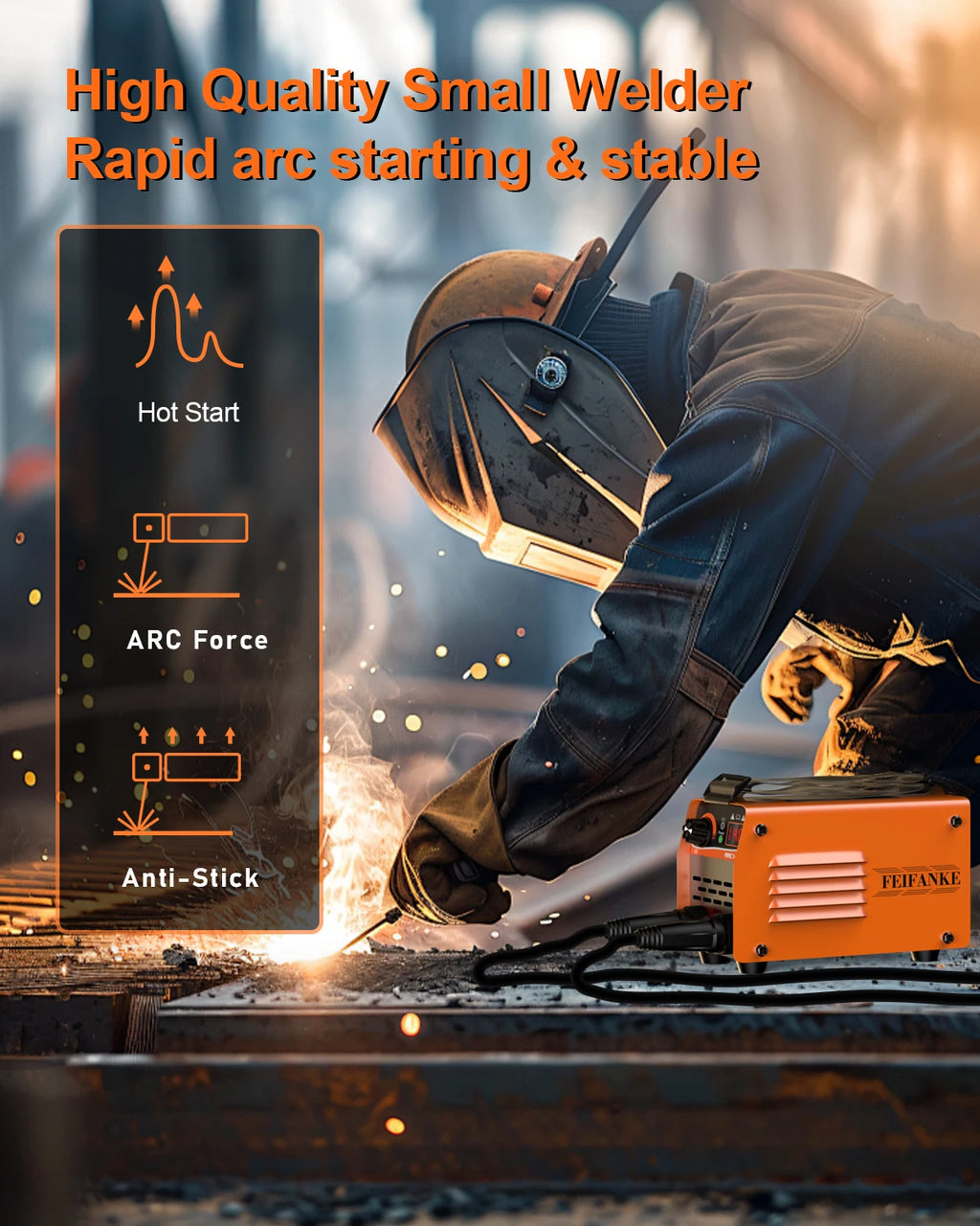 FEIFANKE ARC140 Mini Welding Machine MMA/GASLESS MIG/LIFT TIG 120 Welder Flux Core Welder for Carbon Steel Stainless Steel