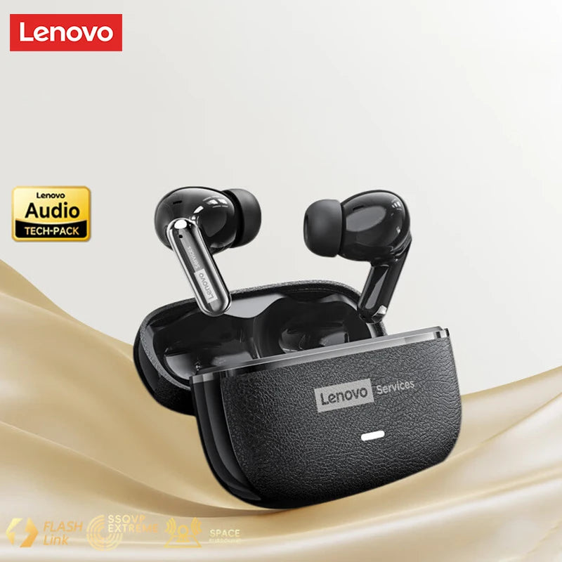 Lenovo LE208 TWS Bluetooth 6.0 Wireless Leather Earphones Stereo ENC Noise Cancelling Headphone 38ms Low Latency Gaming Headset