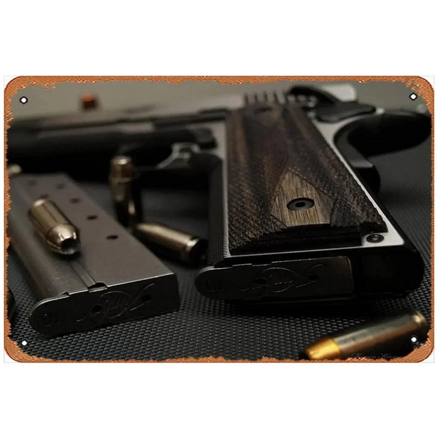 2D Metal Decor Exquisitely Designed Pistol Metal Signs: Embodying Military Sophistication, These Are the Ideal Wall Decor