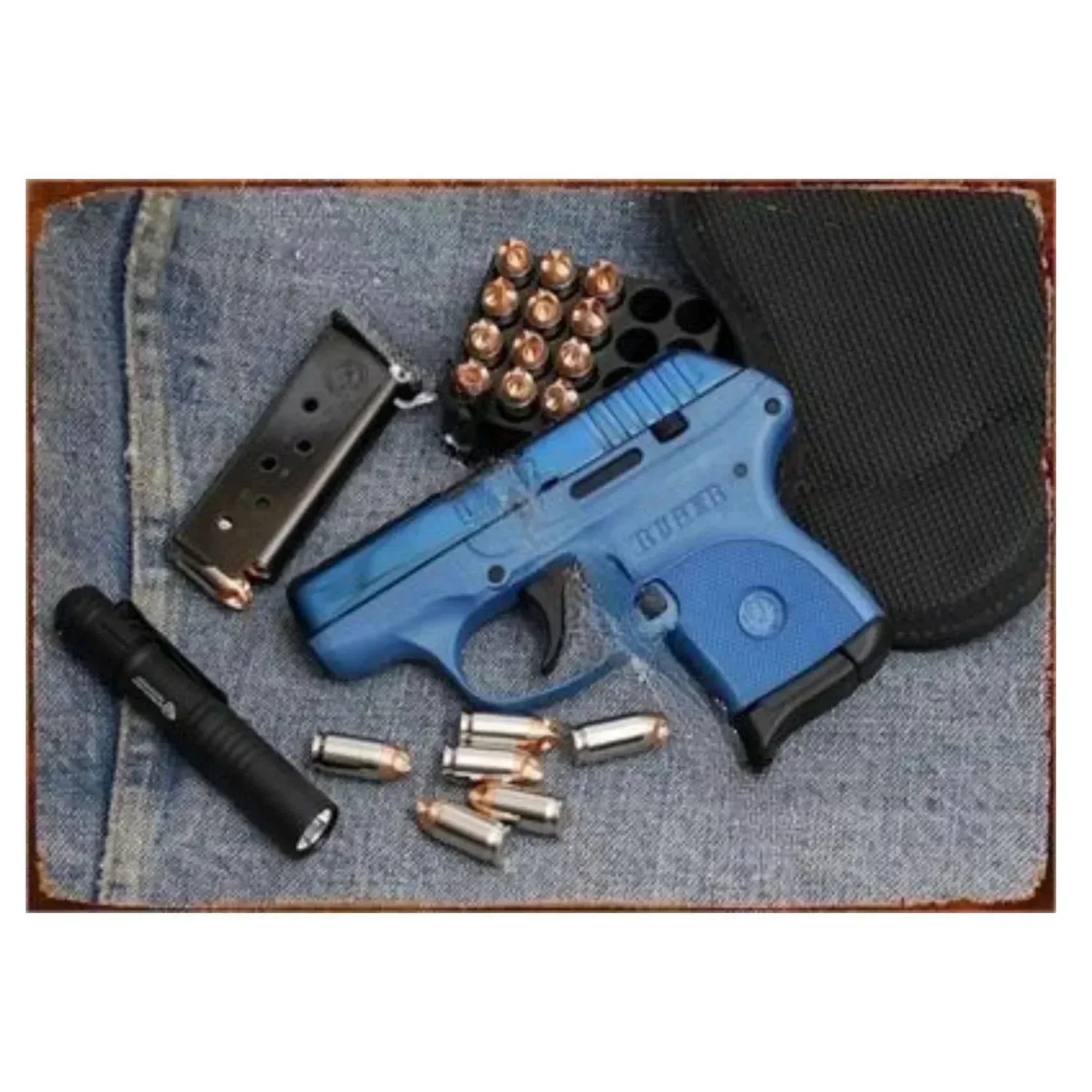 Vintage Metal Pistol Signs for Unique Home Decor, Perfect for Man Caves, Cafes, Gardens, and Bars