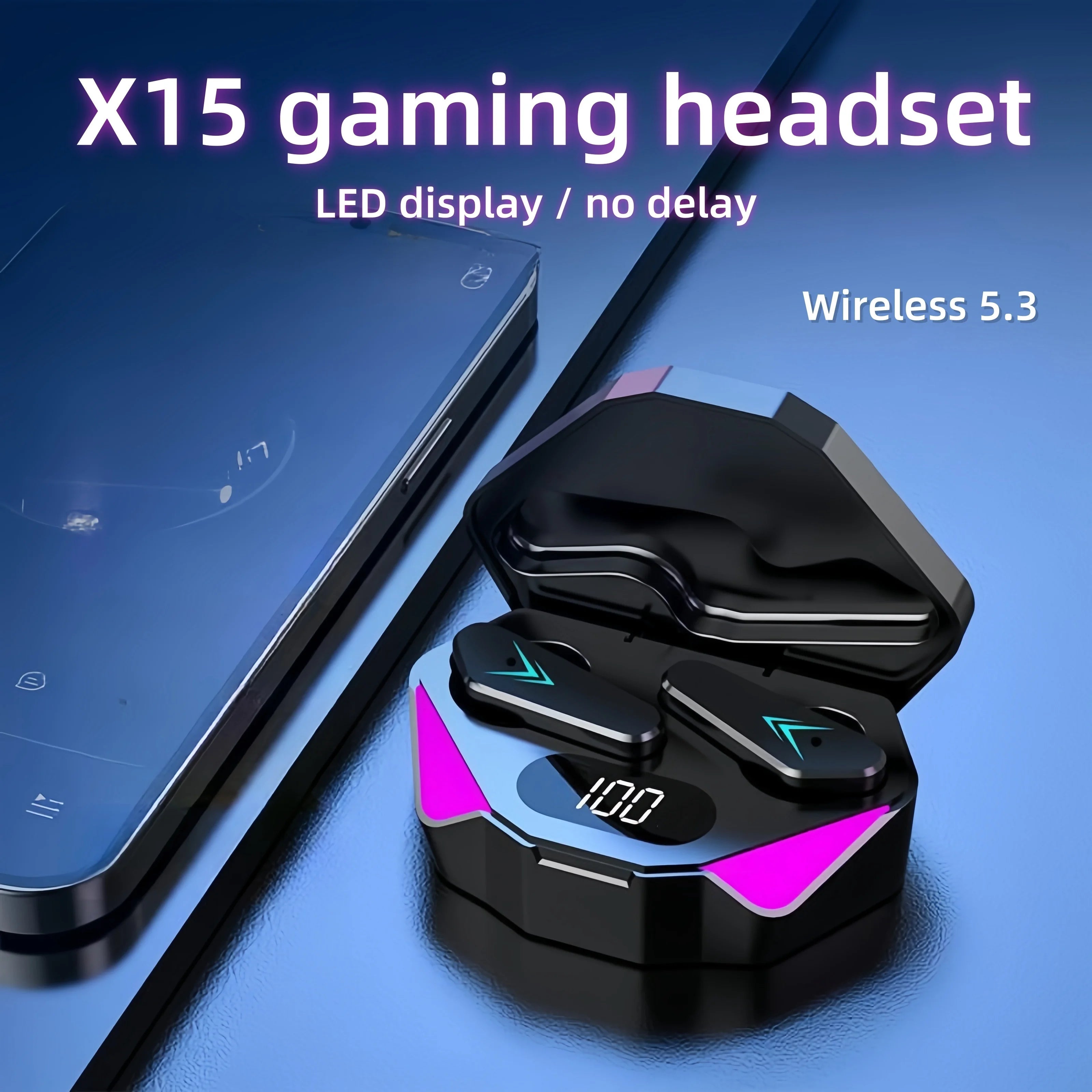 X15 TWS Wireless Bluetooth Headset LED Display Gamer Earbuds with Mic Wireless Headphones Noise Cancelling Bluetooth Earphones