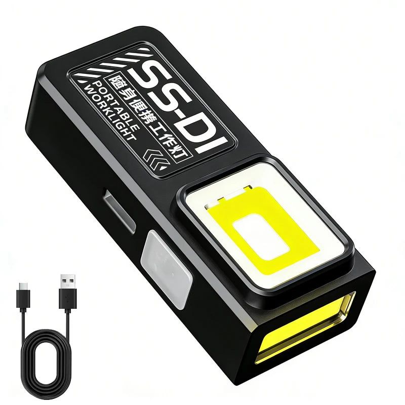 LED COB Flashlight Type C Rechargeable Portable Mini Torch Pocket Lantern Flood Work Light with Clip Magnet For Emergency