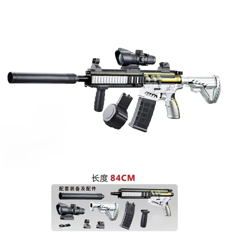 M416 Classic Manual Pull-Up Mode Gel Ball Toy Gun with Elastic Gel for Boys Outdoor Play Holiday Christmas Gift