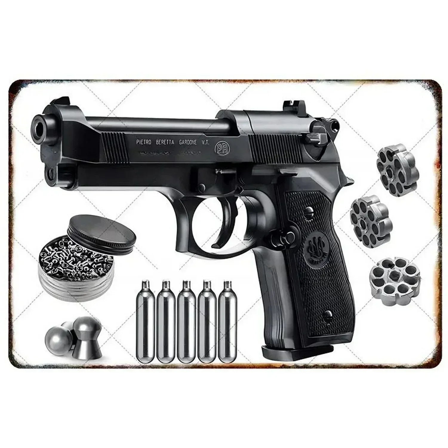 2D Metal Decor Exquisitely Designed Pistol Metal Signs: Embodying Military Sophistication, These Are the Ideal Wall Decor