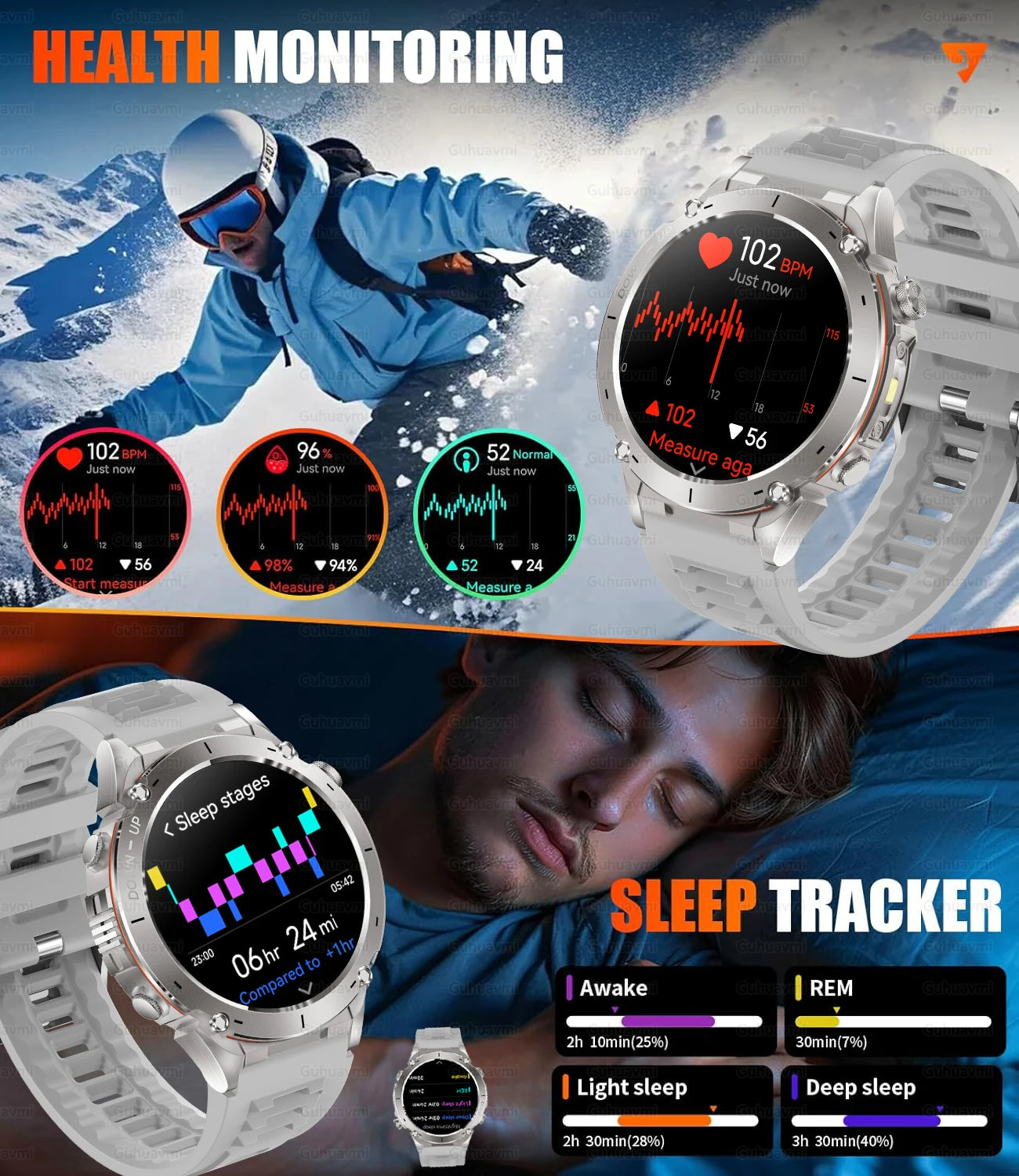 2025 NEW Dual-band GPS Outdoor Swim Sport Smart Watch Men Compass 730mAh Large Battery 10ATM Professional Waterproof Smart Watch