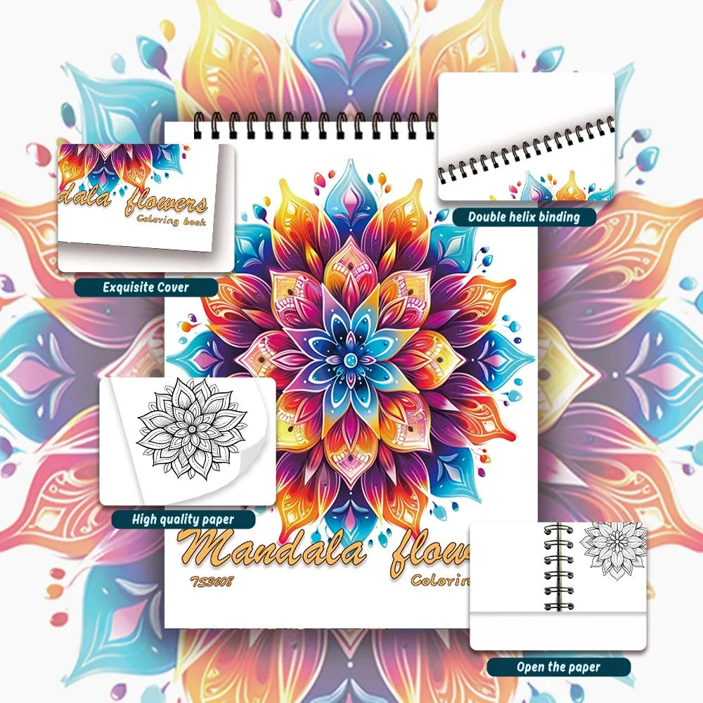 Spiral Coloring book -30 Sheets adult coloring book, 11.2 x 8.3 inches, 100g thick paper, drawing book, homecoming holiday gift