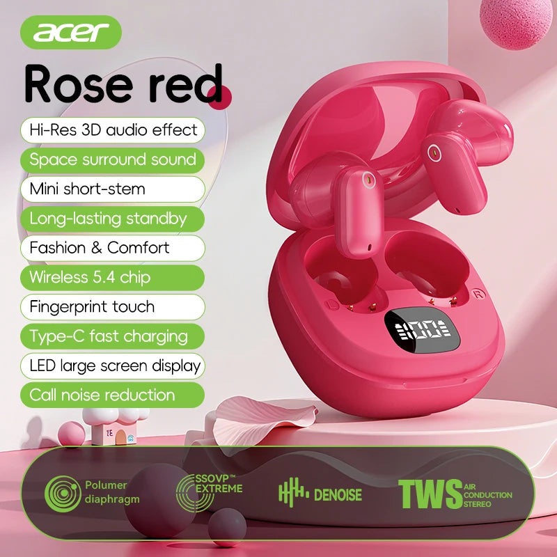 [Official Acer Product] Ohr501 Wireless Bluetooth Earphones In-Ear Design Comfortable for Wearing Sports Running Fitness Mobile Phone Tablet Laptop Multi-Device Compatible Recommended Gift for Lovers