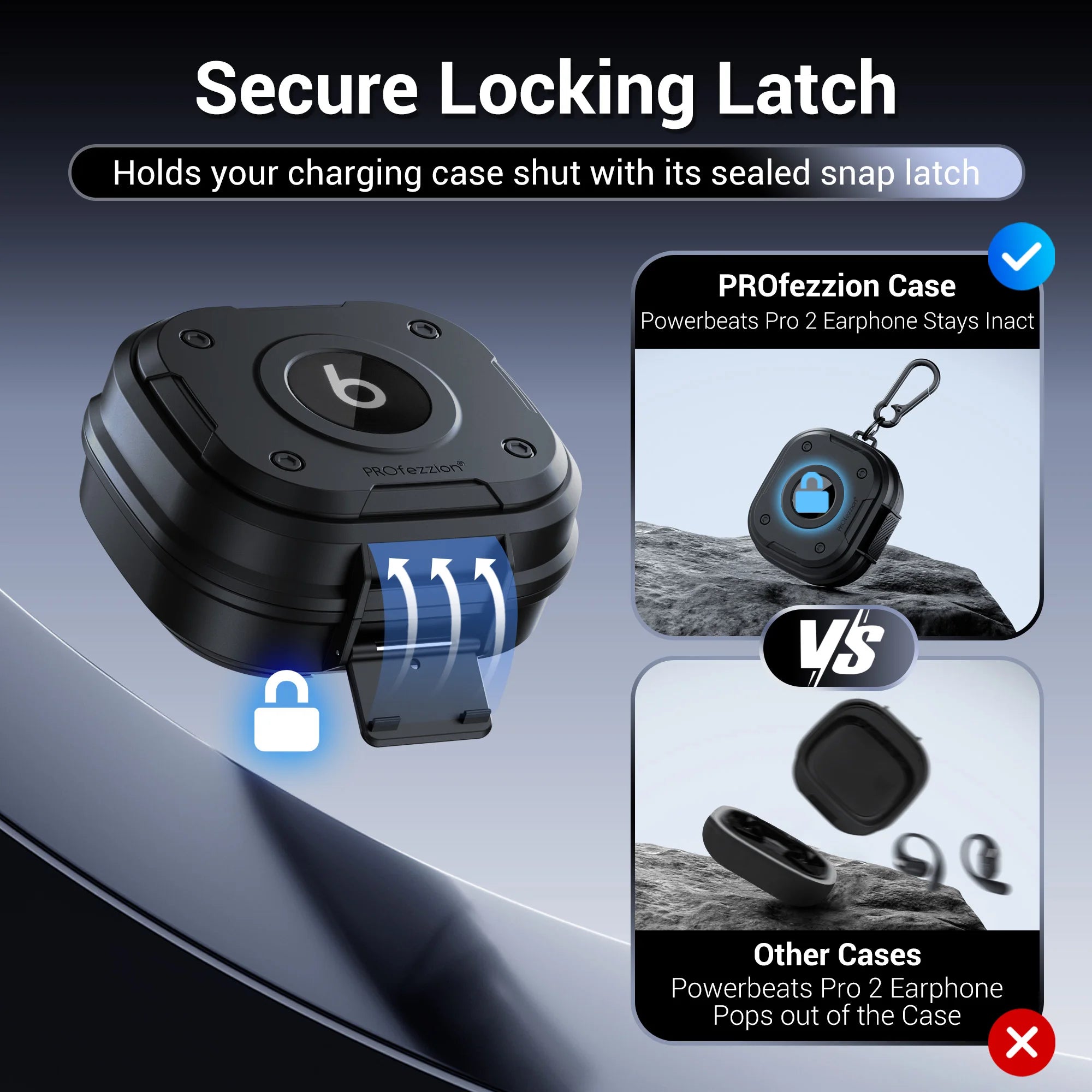 For Beats Powerbeats Pro 2 Case Cover Protective Earbuds Case for Powerbeats Pro 2 2025 Carry Case with Keychain Carabiner