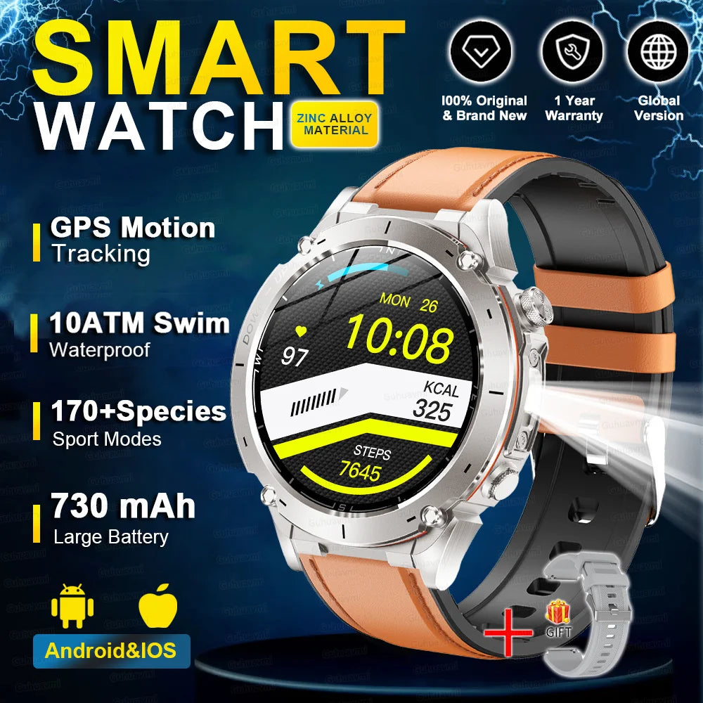 2025 NEW Dual-band GPS Outdoor Swim Sport Smart Watch Men Compass 730mAh Large Battery 10ATM Professional Waterproof Smart Watch