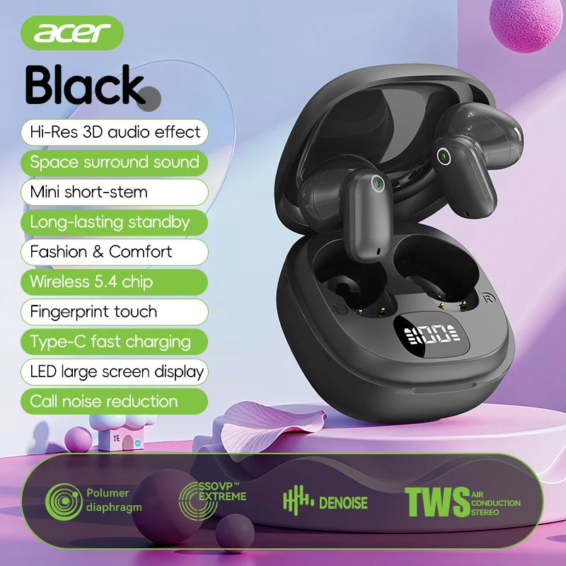 [Official Acer Product] Ohr501 Wireless Bluetooth Earphones In-Ear Design Comfortable for Wearing Sports Running Fitness Mobile Phone Tablet Laptop Multi-Device Compatible Recommended Gift for Lovers