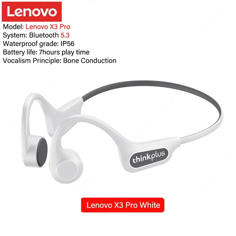 Original Lenovo X3 Pro X4 X5 Bone Conduction Headphones Bluetooth 5.3 Hifi Ear-hook Wireless Headset With Mic Sport Earphones X7