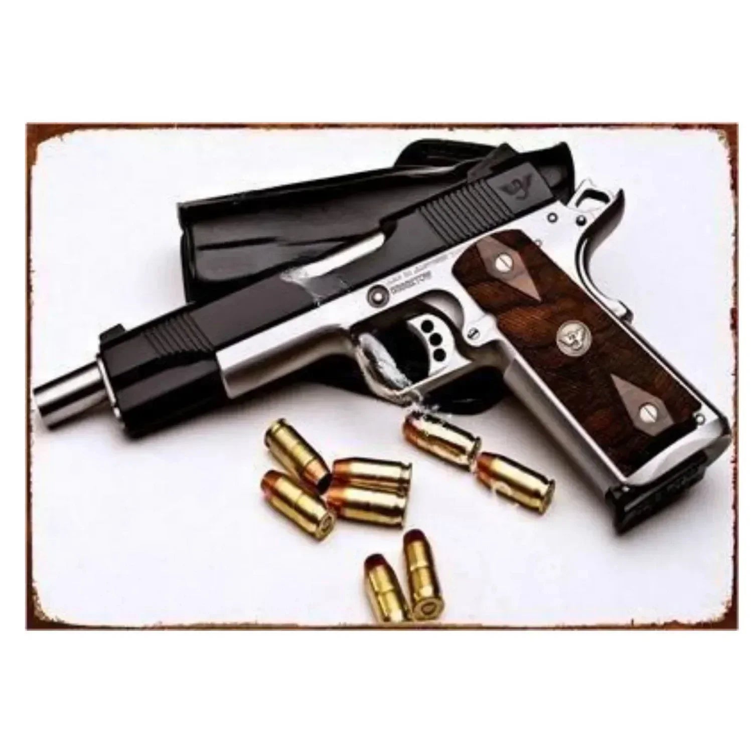 Vintage Metal Pistol Signs for Unique Home Decor, Perfect for Man Caves, Cafes, Gardens, and Bars