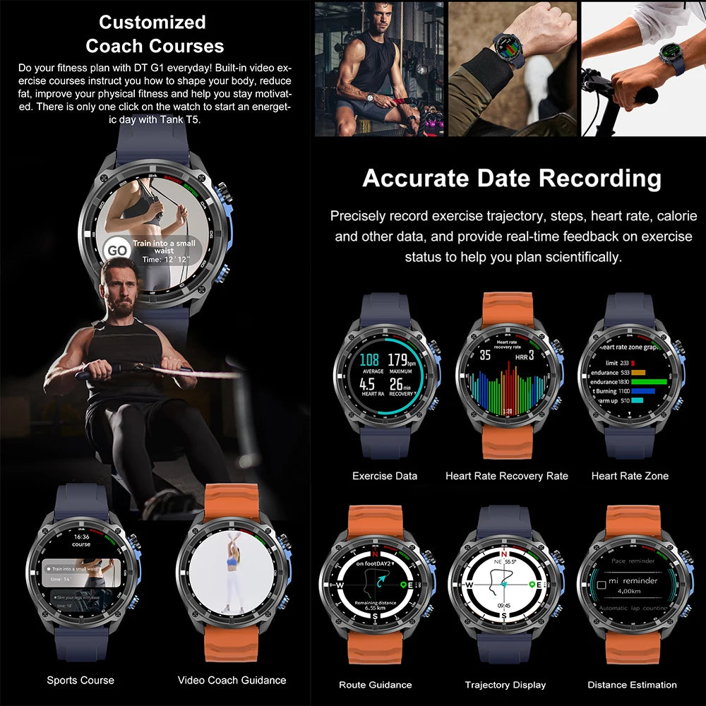 NEW 2025 GPS Smart Watch with Offline Maps 4GB Memory Video Player Military Sports Smartwatch Men 30m Swimming Waterproof AMOLED