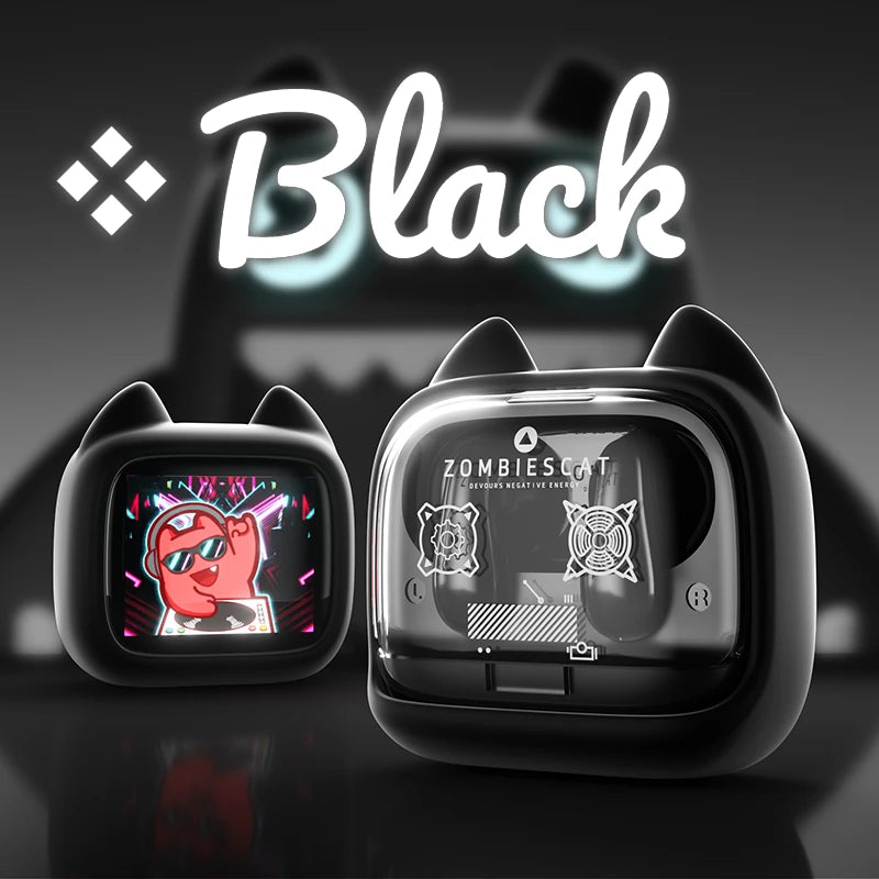 Zombies Cat B19 Smart Touch Screen Earphone HiFi Stereo Bluetooth 6.0 Headphones ENC Call Noise Reduction TWS Wireless Earbuds