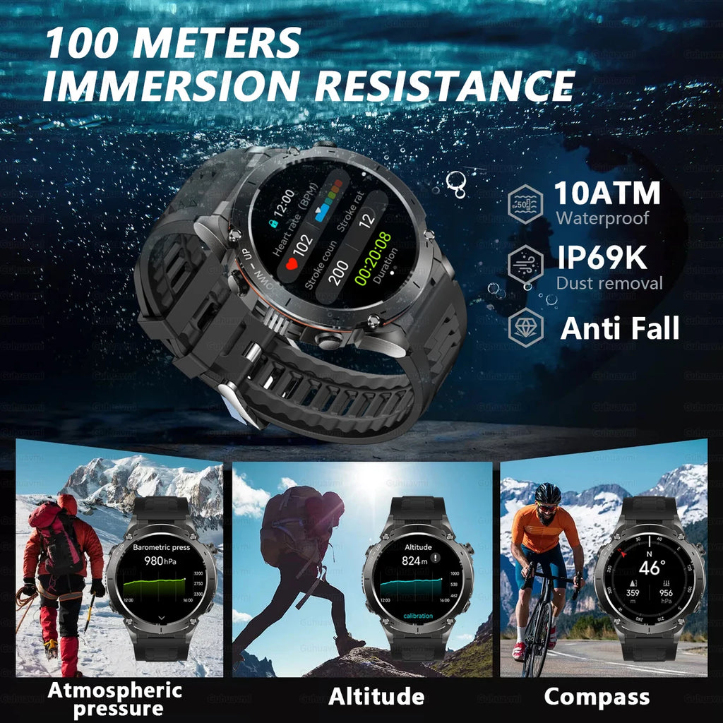 2025 NEW Dual-band GPS Outdoor Swim Sport Smart Watch Men Compass 730mAh Large Battery 10ATM Professional Waterproof Smart Watch