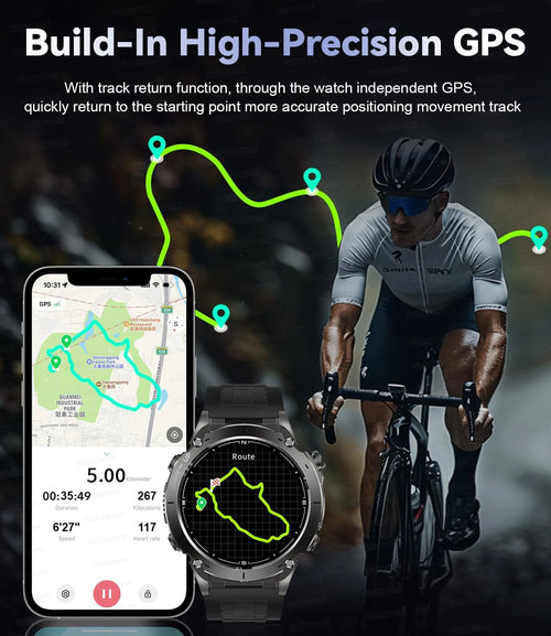 2025 NEW Dual-band GPS Outdoor Swim Sport Smart Watch Men Compass 730mAh Large Battery 10ATM Professional Waterproof Smart Watch