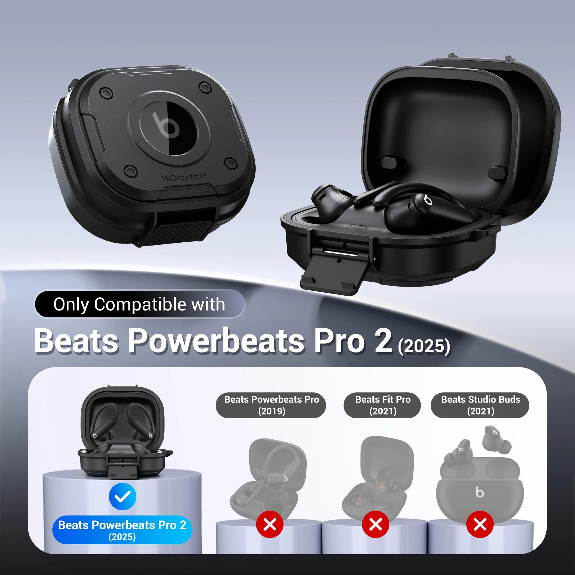 For Beats Powerbeats Pro 2 Case Cover Protective Earbuds Case for Powerbeats Pro 2 2025 Carry Case with Keychain Carabiner